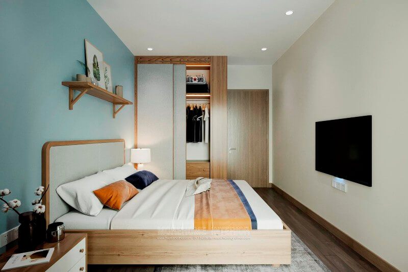 Nội thất gỗ công nghiệp phong cách hiện đại trong phòng ngủ không có điều gì quá đặc biệt nhưng vẫn mang lại vẻ sang trọng với những màu trung tính, tinh tế.